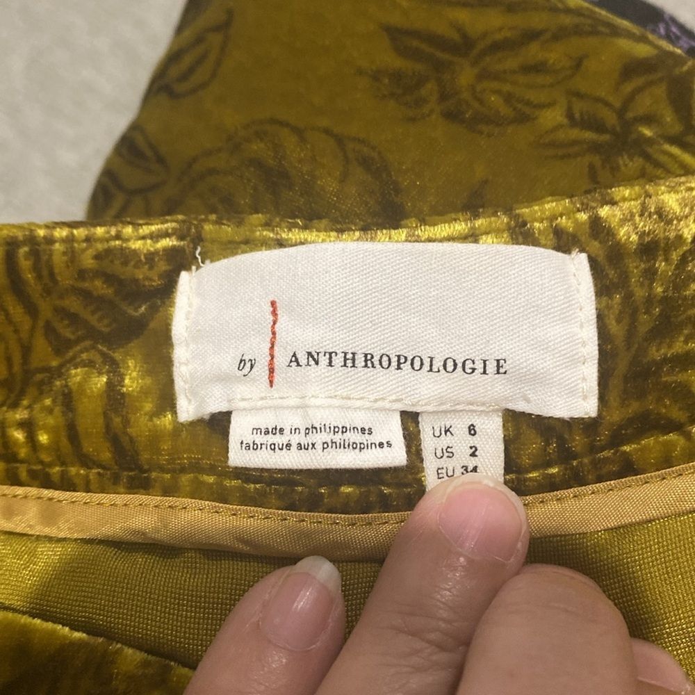 Anthropologie Gold Velvet Trousers - Picture 3 of 4